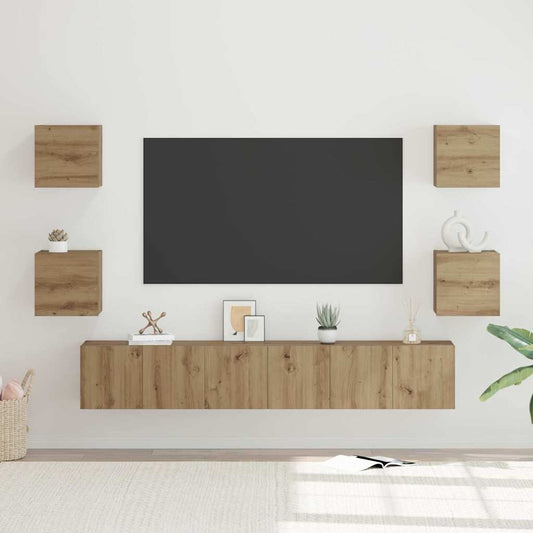 TV Cabinet Set Wall-mounted 7 pcs Artisan Oak Engineered Wood