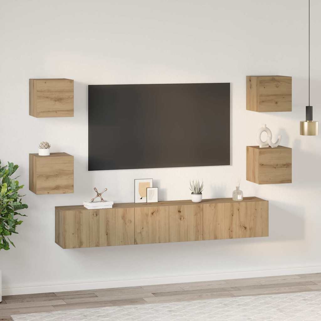 TV Cabinet Set Wall-mounted 7 pcs Artisan Oak Engineered Wood