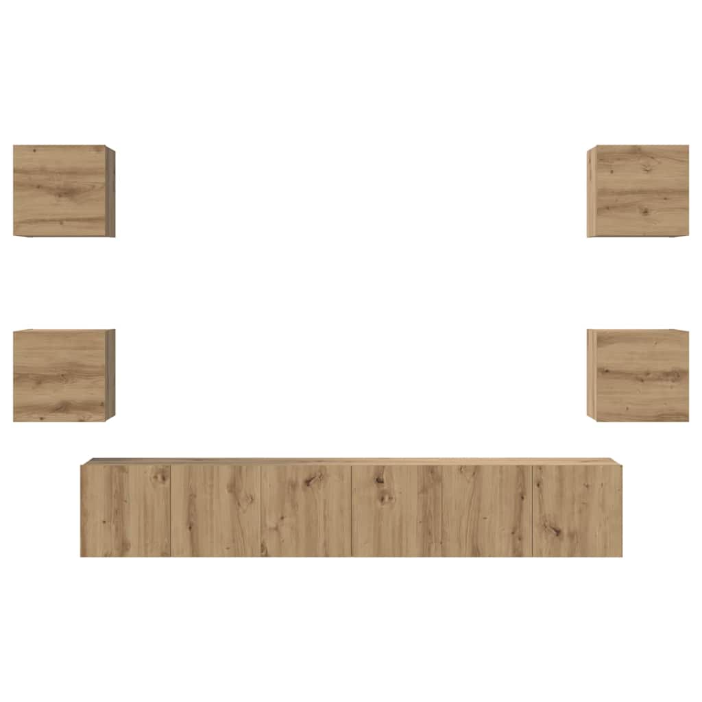 TV Cabinet Set Wall-mounted 7 pcs Artisan Oak Engineered Wood