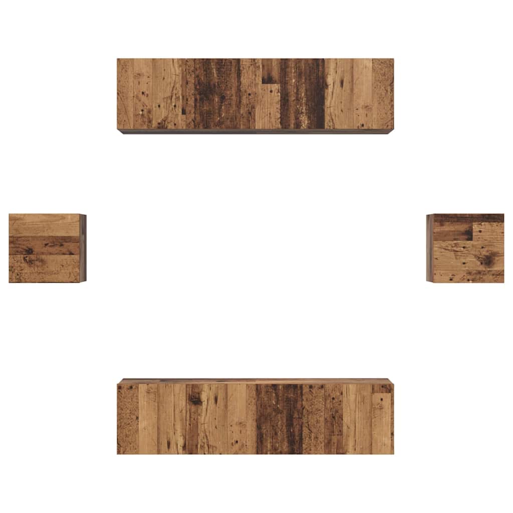 TV Cabinet Set Wall-mounted 6 pcs Old Wood Engineered Wood