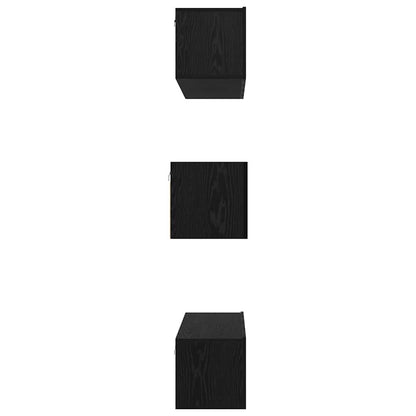 TV Cabinet Set Wall-mounted 6 pcs Black Oak Engineered Wood
