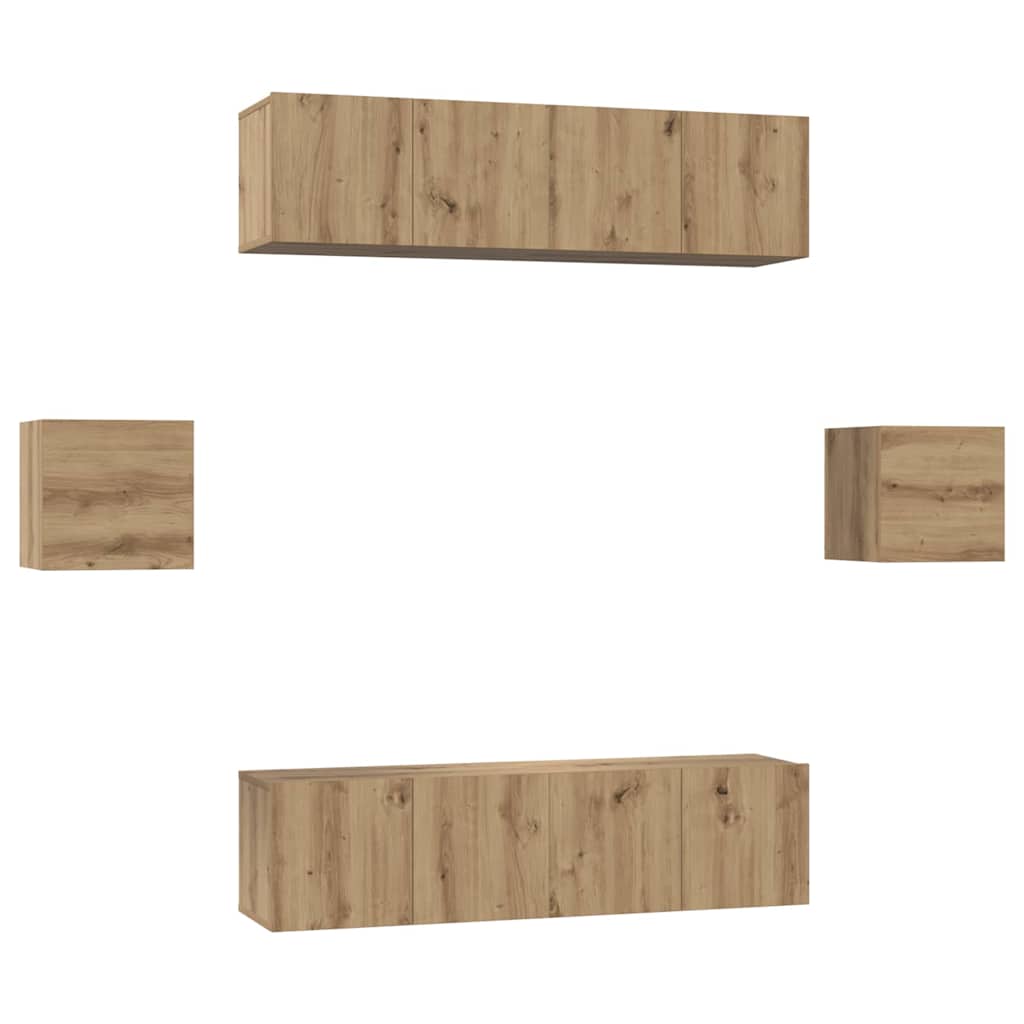 TV Cabinet Set Wall-mounted 6 pcs Artisan Oak Engineered Wood