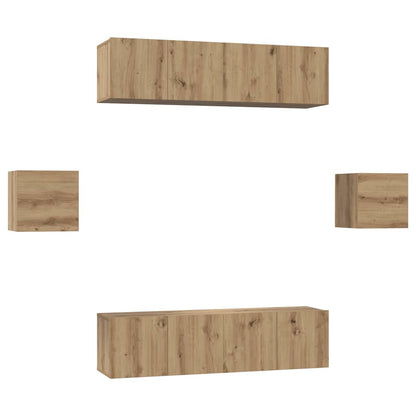 TV Cabinet Set Wall-mounted 6 pcs Artisan Oak Engineered Wood