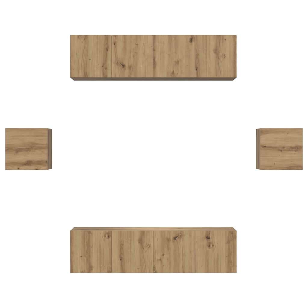 TV Cabinet Set Wall-mounted 6 pcs Artisan Oak Engineered Wood