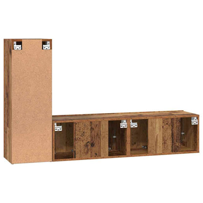 TV Cabinet Set Wall-mounted 3 pcs Old Wood Engineered Wood