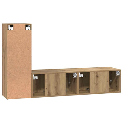 TV Cabinet Set Wall-mounted 3 pcs Artisan Oak Engineered Wood