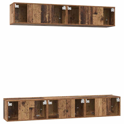 TV Cabinet Set Wall-mounted 5 pcs Old Wood Engineered Wood