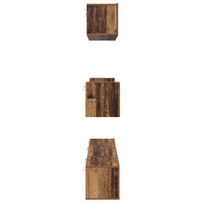 TV Cabinet Set Wall-mounted 7 pcs Old Wood Engineered Wood
