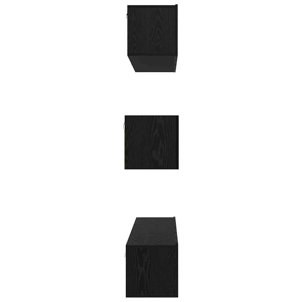 TV Cabinet Set Wall-mounted 7 pcs Black Oak Engineered Wood