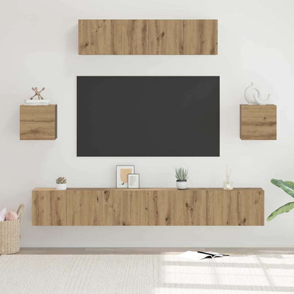 TV Cabinet Set Wall-mounted 7 pcs Artisan Oak Engineered Wood