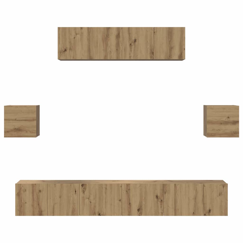 TV Cabinet Set Wall-mounted 7 pcs Artisan Oak Engineered Wood