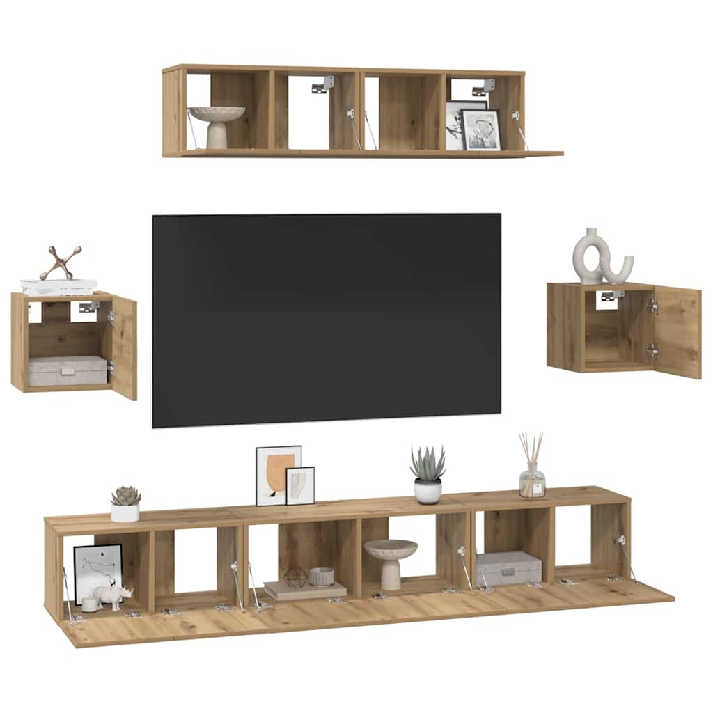 TV Cabinet Set Wall-mounted 7 pcs Artisan Oak Engineered Wood