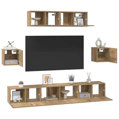 TV Cabinet Set Wall-mounted 7 pcs Artisan Oak Engineered Wood