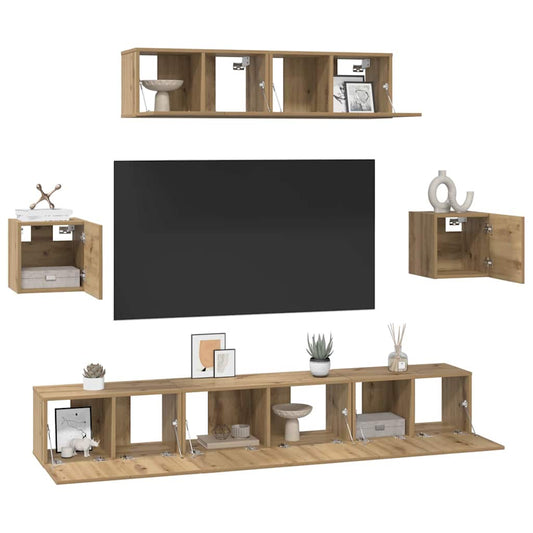 TV Cabinet Set Wall-mounted 7 pcs Artisan Oak Engineered Wood