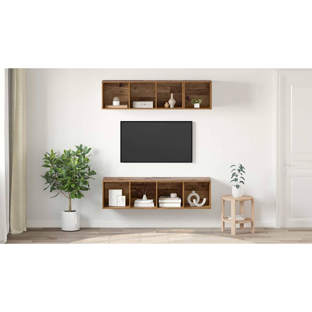 TV Cabinet Set Wall-mounted 3 pcs Old Wood Engineered Wood