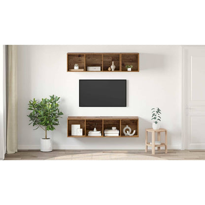 TV Cabinet Set Wall-mounted 3 pcs Old Wood Engineered Wood