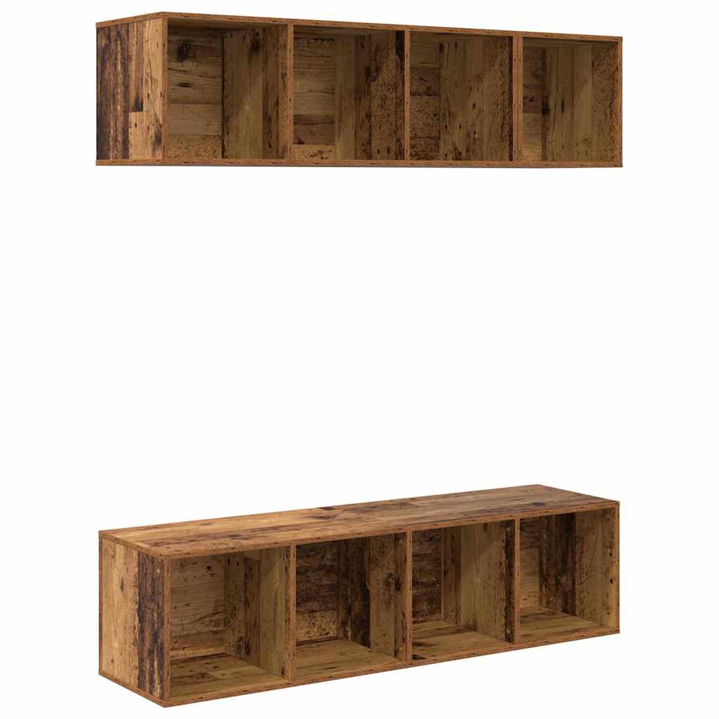 TV Cabinet Set Wall-mounted 3 pcs Old Wood Engineered Wood