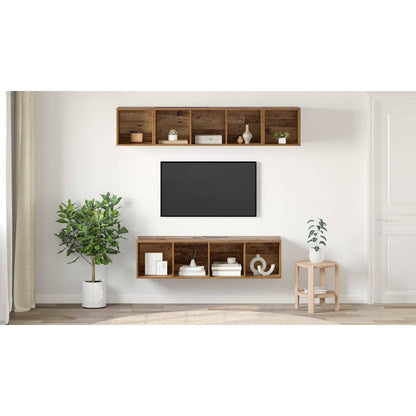 TV Cabinet Set Wall-mounted 4 pcs Old Wood Engineered Wood