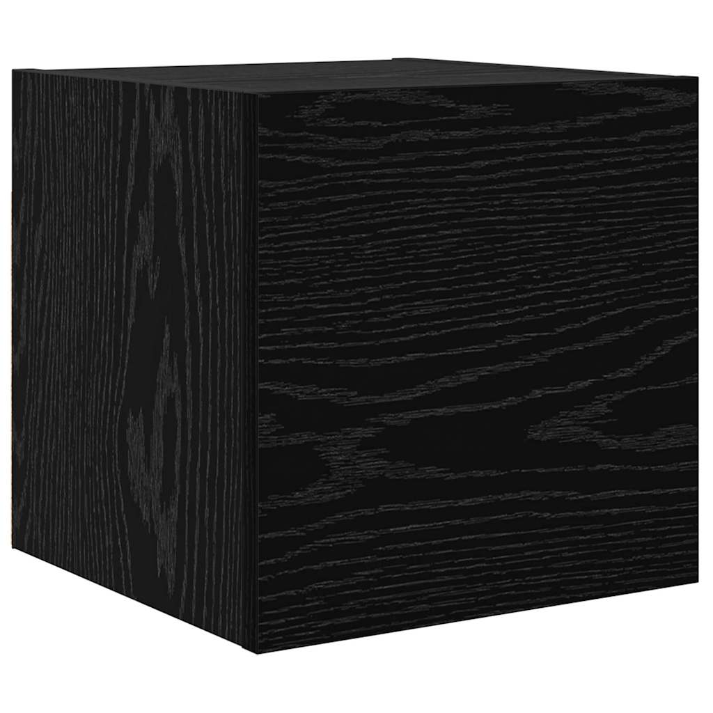 TV Cabinet Set Wall-mounted 9 pcs Black Oak Engineered Wood