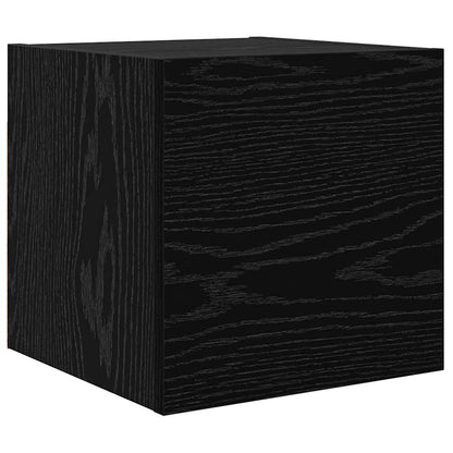 TV Cabinet Set Wall-mounted 9 pcs Black Oak Engineered Wood