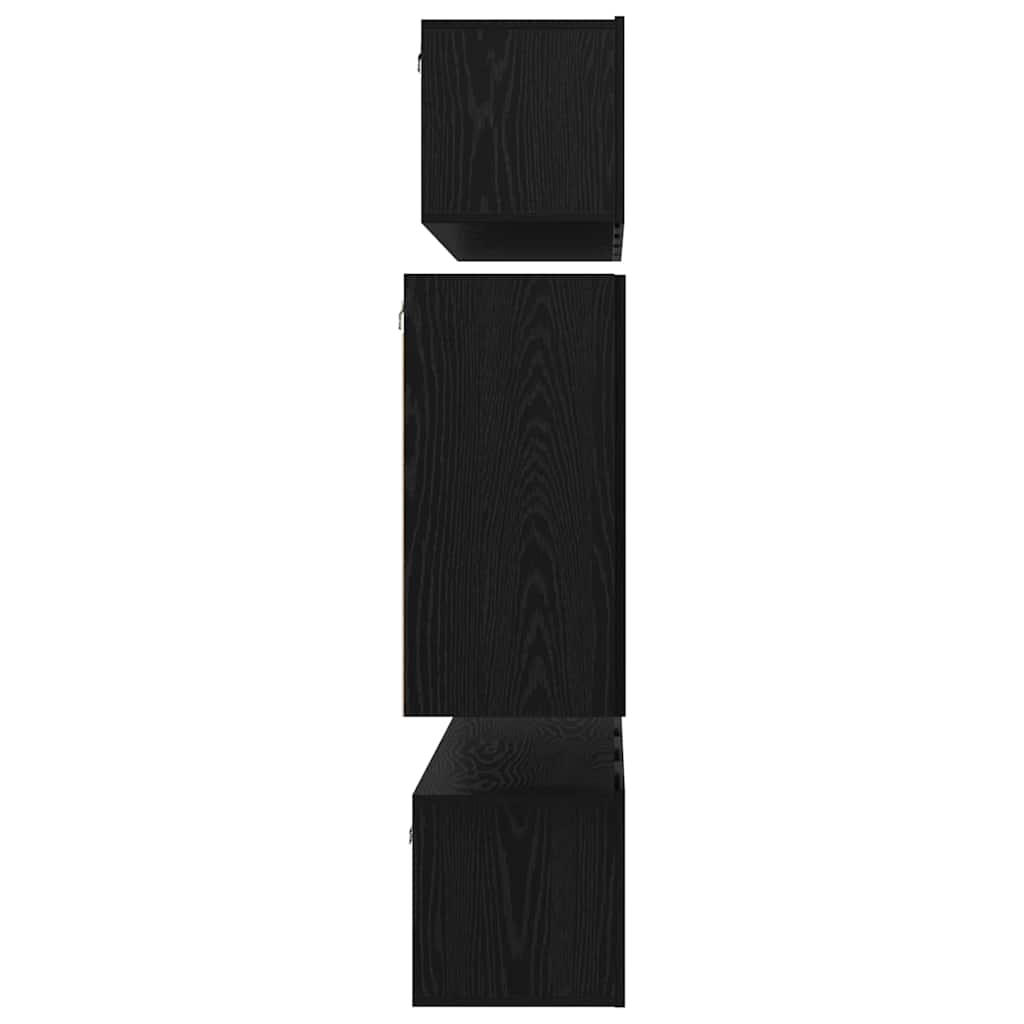 TV Cabinet Set Wall-mounted 6 pcs Black Oak Engineered Wood