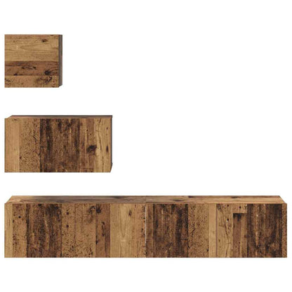 TV Cabinet Set Wall-mounted 4 pcs Old Wood Engineered Wood