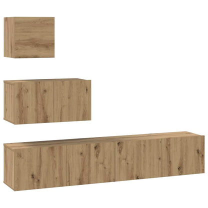 TV Cabinet Set Wall-mounted 4 pcs Artisan Oak Engineered Wood