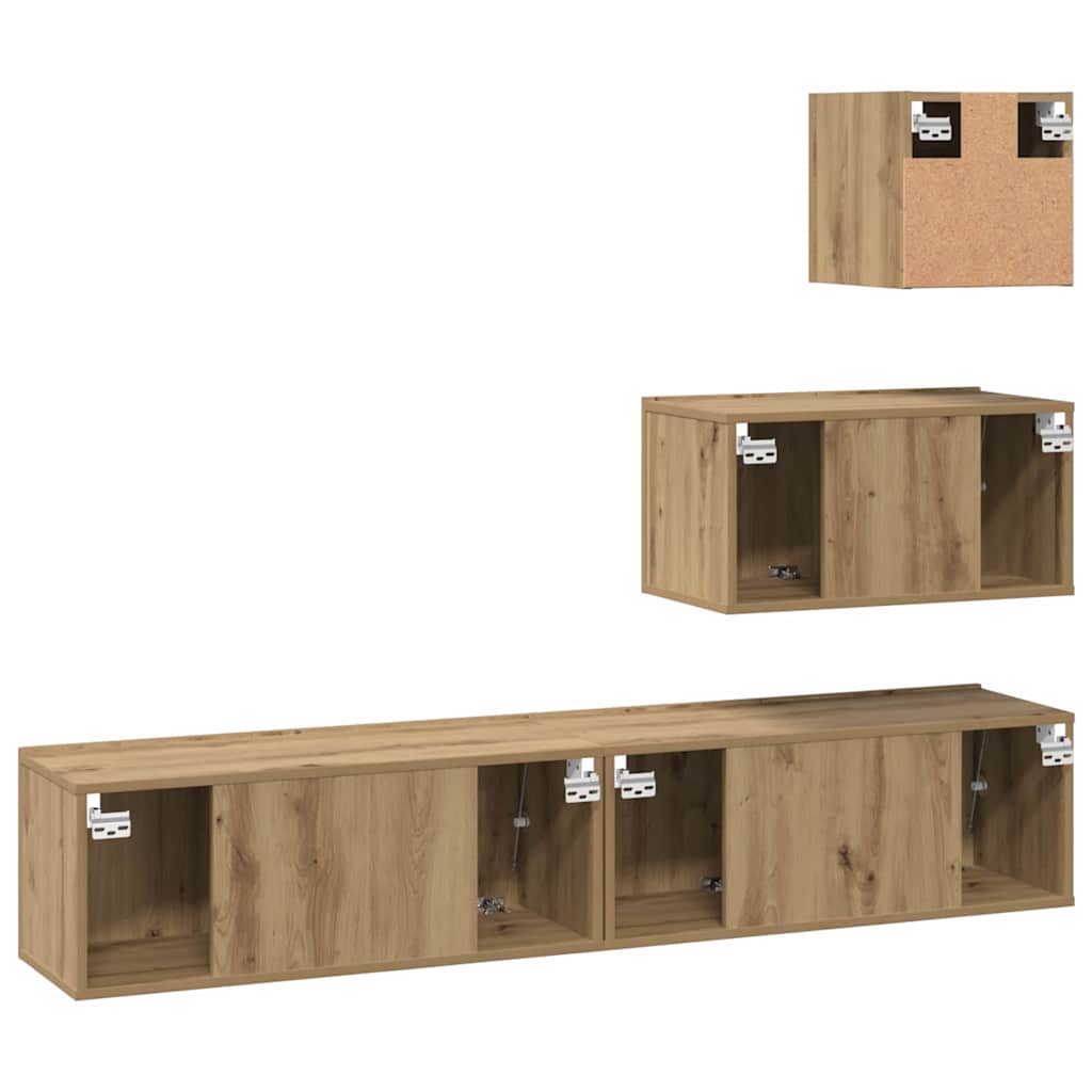 TV Cabinet Set Wall-mounted 4 pcs Artisan Oak Engineered Wood