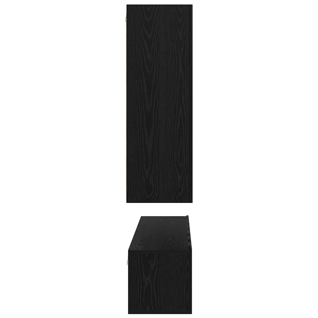 TV Cabinet Set Wall-mounted 5 pcs Black Oak Engineered Wood