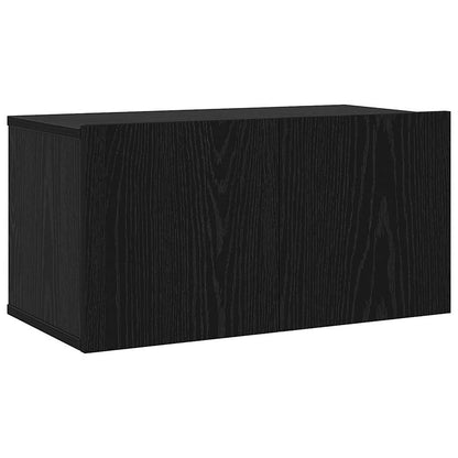TV Cabinet Set Wall-mounted Black Oak Engineered Wood