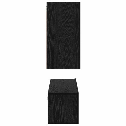 TV Cabinet Set Wall-mounted Black Oak Engineered Wood