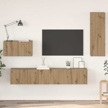 Wall TV Cabinet Wall-mounted 4 pcs Artisan Oak Engineered Wood