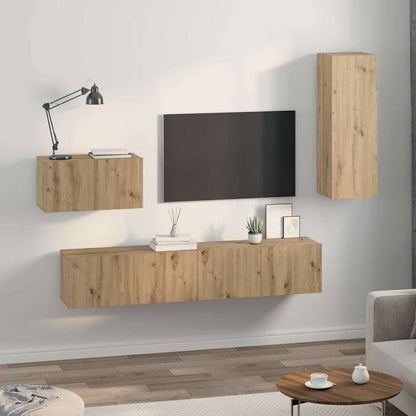 Wall TV Cabinet Wall-mounted 4 pcs Artisan Oak Engineered Wood