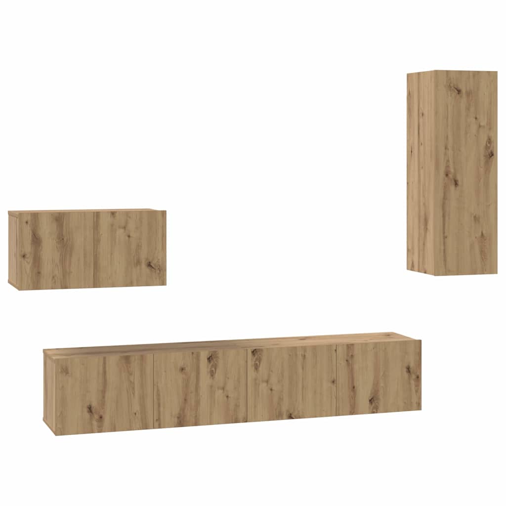 Wall TV Cabinet Wall-mounted 4 pcs Artisan Oak Engineered Wood