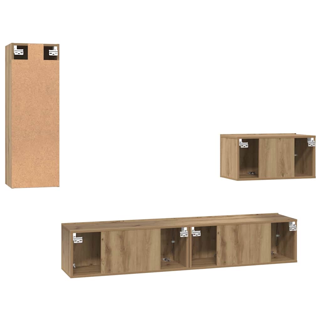 Wall TV Cabinet Wall-mounted 4 pcs Artisan Oak Engineered Wood