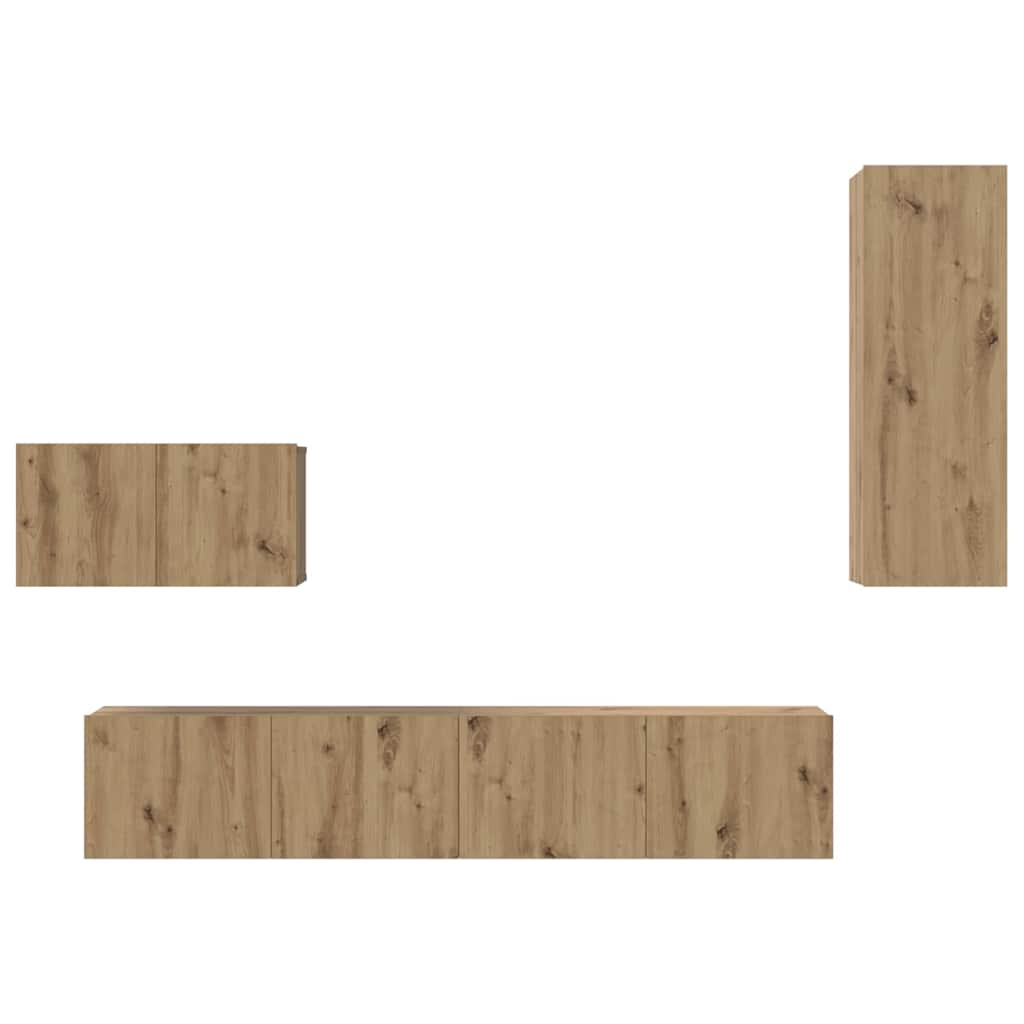 Wall TV Cabinet Wall-mounted 4 pcs Artisan Oak Engineered Wood
