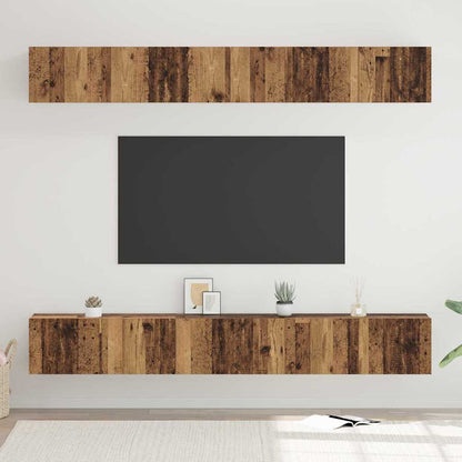 TV Cabinet Set Wall-mounted 6 pcs Old Wood Engineered Wood