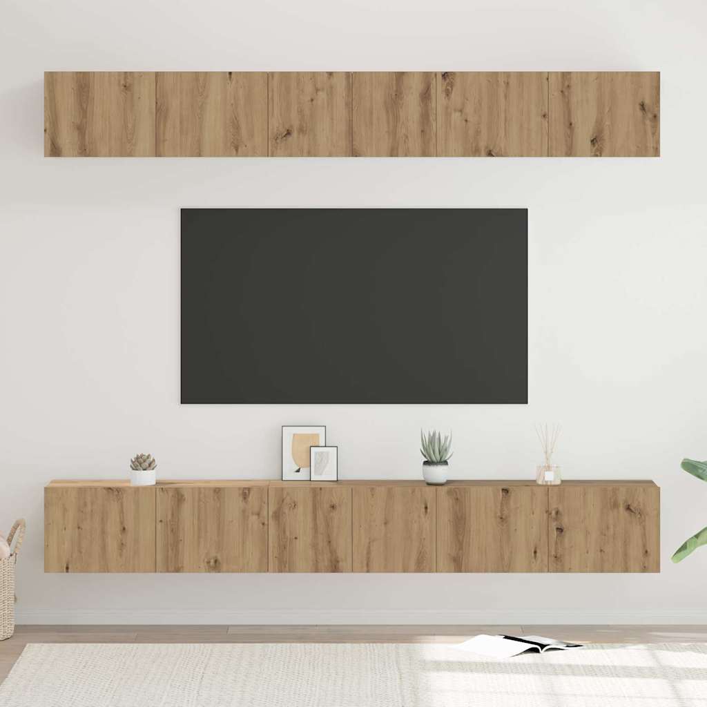 TV Cabinet Set Wall-mounted 6 pcs Artisan Oak Engineered Wood