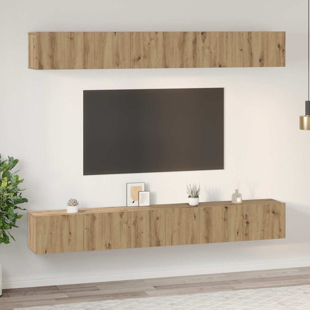 TV Cabinet Set Wall-mounted 6 pcs Artisan Oak Engineered Wood