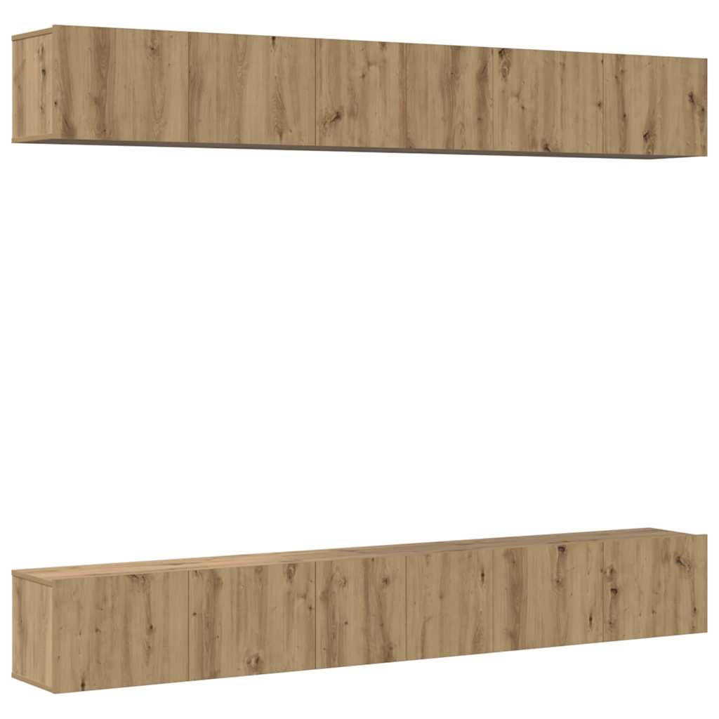 TV Cabinet Set Wall-mounted 6 pcs Artisan Oak Engineered Wood