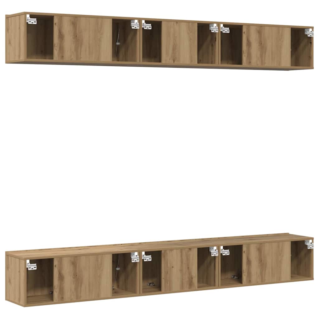 TV Cabinet Set Wall-mounted 6 pcs Artisan Oak Engineered Wood