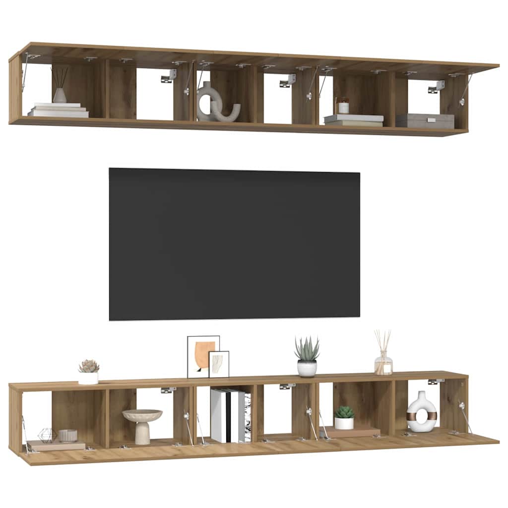TV Cabinet Set Wall-mounted 6 pcs Artisan Oak Engineered Wood
