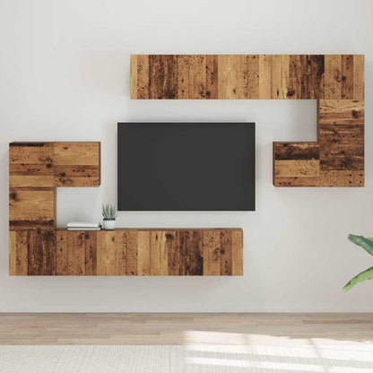 TV Units Wall-mounted 4 pcs Old Wood Engineered wood