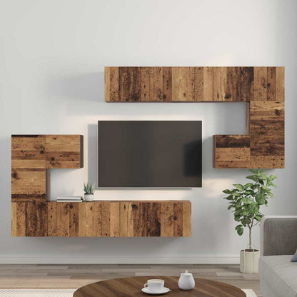 TV Units Wall-mounted 4 pcs Old Wood Engineered wood