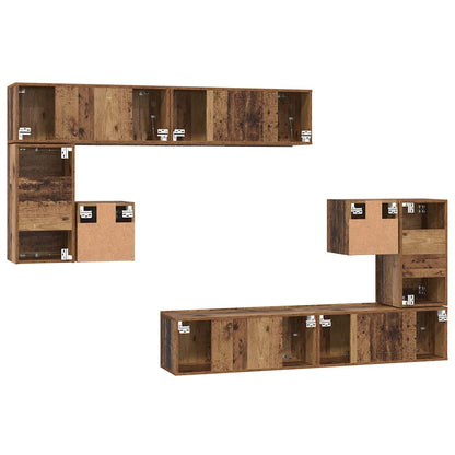 TV Units Wall-mounted 4 pcs Old Wood Engineered wood