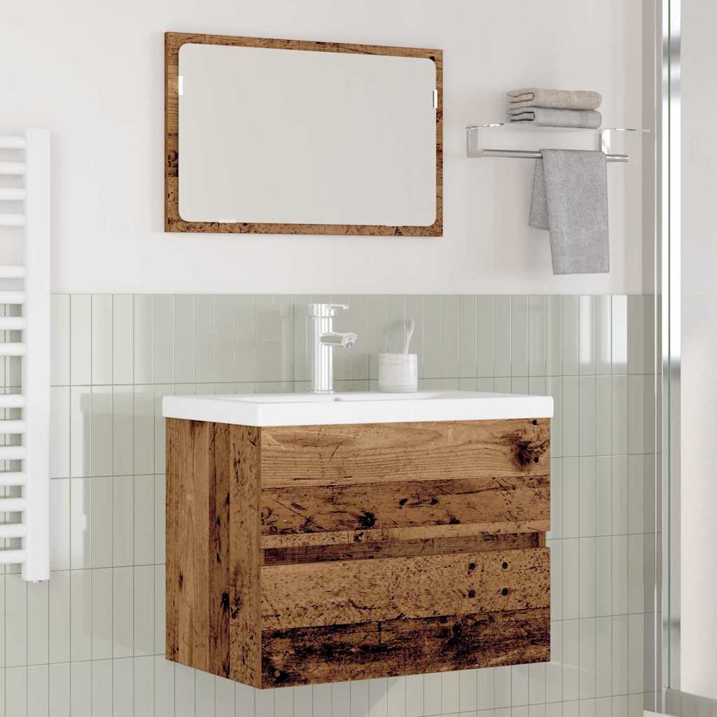 Bathroom Furniture Set 3 pcs Old Wood Engineered Wood