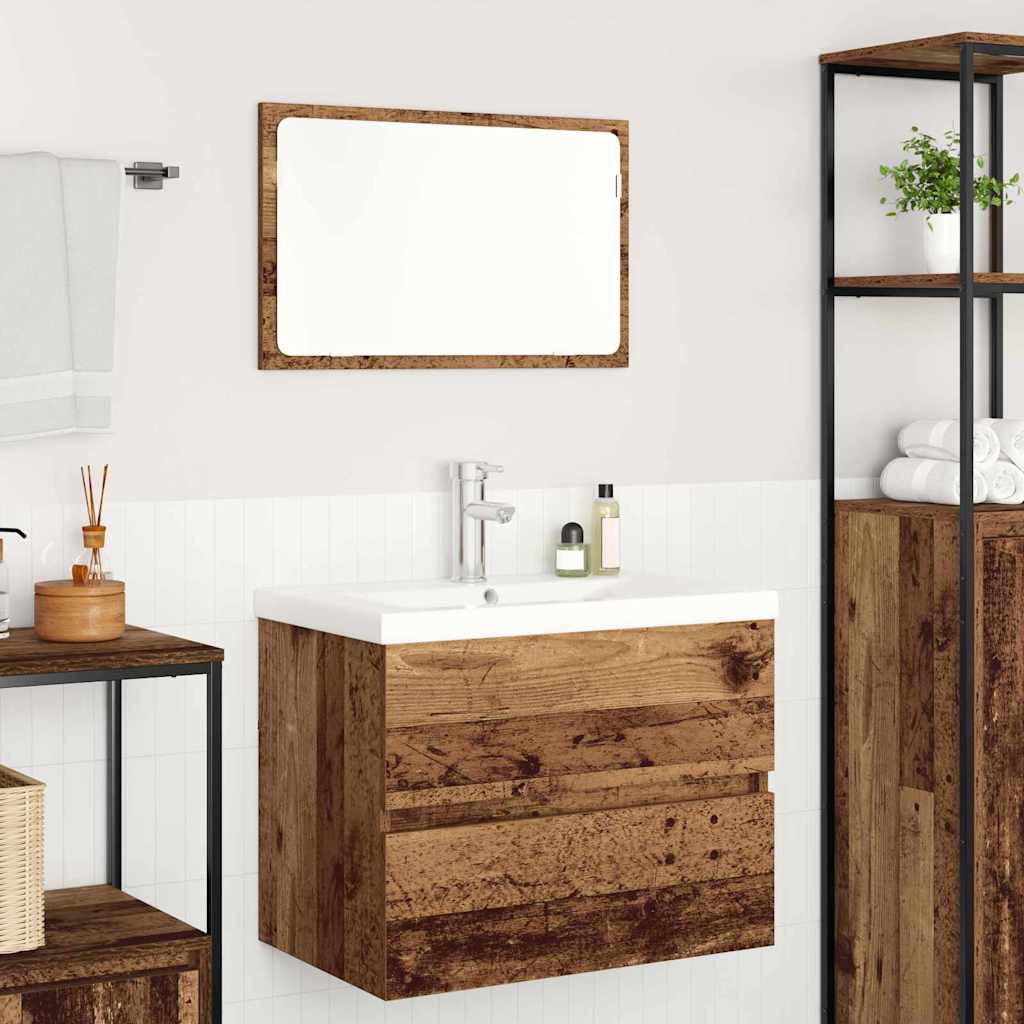 Bathroom Furniture Set 3 pcs Old Wood Engineered Wood