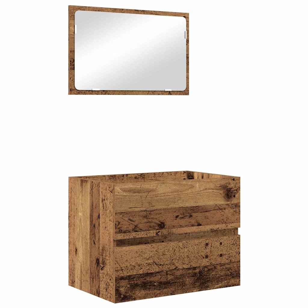 Bathroom Furniture Set 3 pcs Old Wood Engineered Wood