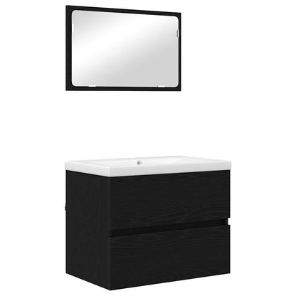 Bathroom Furniture Set 3 pcs Black Oak Engineered Wood