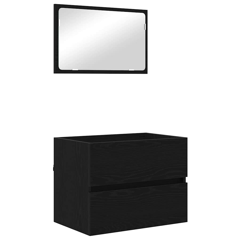 Bathroom Furniture Set 3 pcs Black Oak Engineered Wood